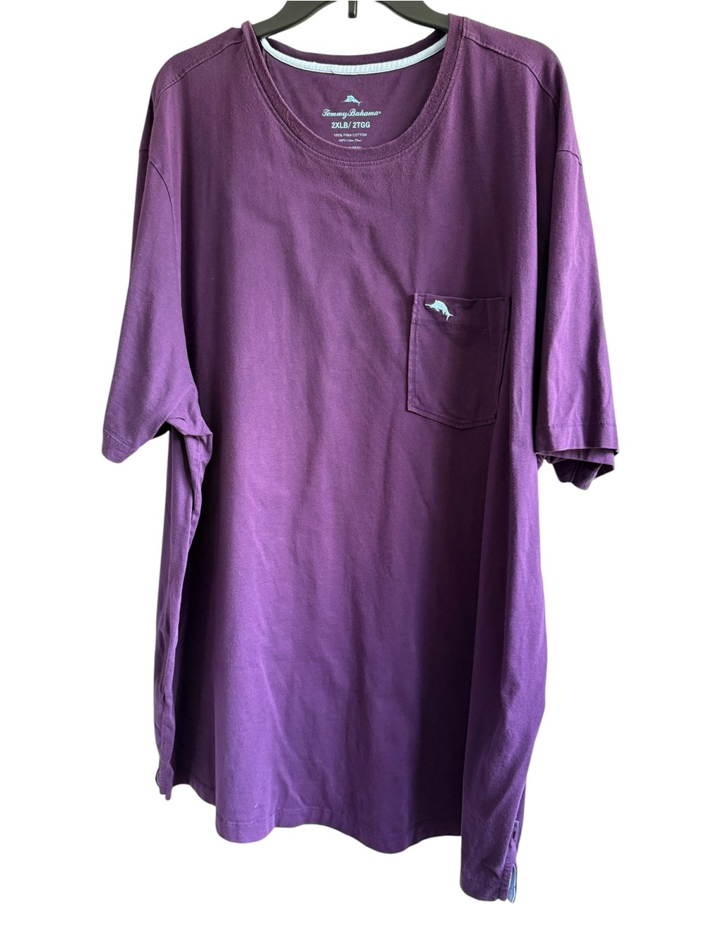 Tommy Bahama Big & Tall plum tee shirt with chest pocket tagless collar 2XL